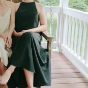 Gorgeous Forest Green BHLDN bridesmaid dress